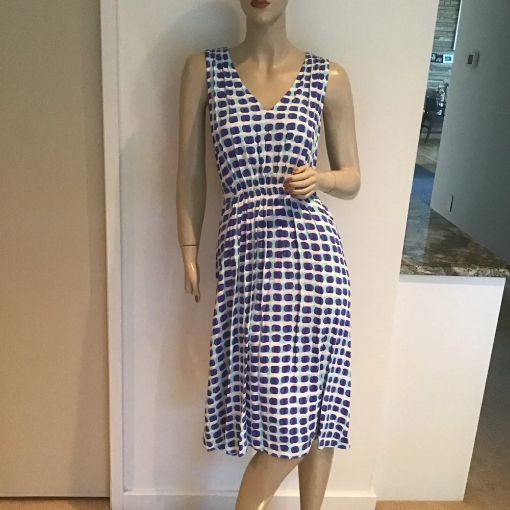 Kate Spade New York Island Stamp Aventure Blue Multi Tie‎ Back knee Dress XS